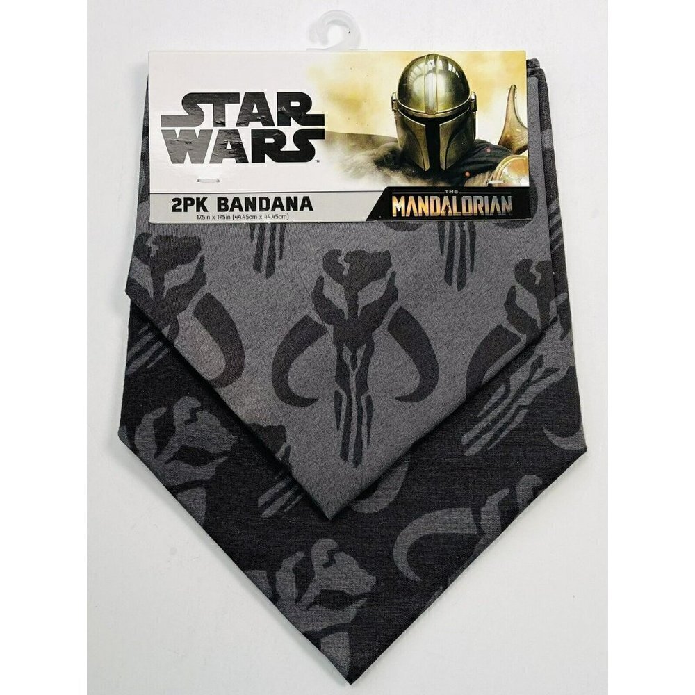 2pk Best Brands STAR WARS Disney The Mandalorian Black 17.5" Square BANDANAS NIP
